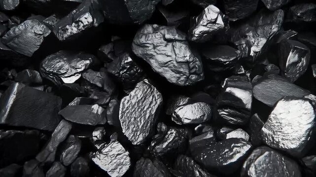 Close-up of coal rocks. Applicable for educational materials about geology and industry.
