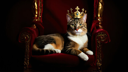 the focal point of the image is a feline resting on a fancy chair