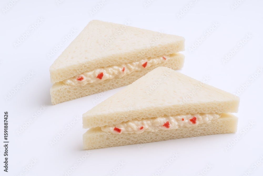 Poster close-up of two triangular sandwich slices with cream filling and colorful sprinkles.
