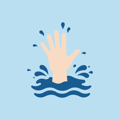 Drowning Hand in Water: Emergency and Help Needed Concept Vector