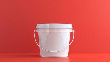 Plastic bucket with white paint for household needs