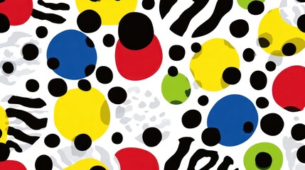 Colorful circles and zebra stripes pattern