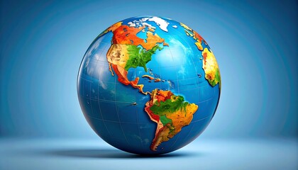 Detailed 3D globe, Earth, world map