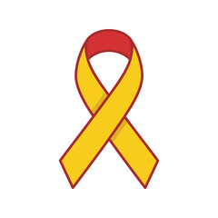 Vibrant Yellow Red Awareness Ribbon Symbol for Support and Solidarity Vector Graphic