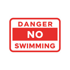 Danger No Swimming Sign: Warning and Safety Regulation Vector
