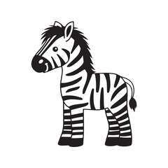 Cute cartoon zebra, black and white striped wild animal. Adorable safari character illustration, vector graphic for zoo or kids design.