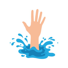 Obraz premium Drowning Hand in Water: Emergency and Help Needed Concept Vector