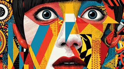 Colorful face, geometric design