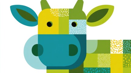 Colorful, geometric cow illustration