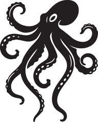 Negative space octopus vector line art, Minimalist octopus sketch for modern layouts