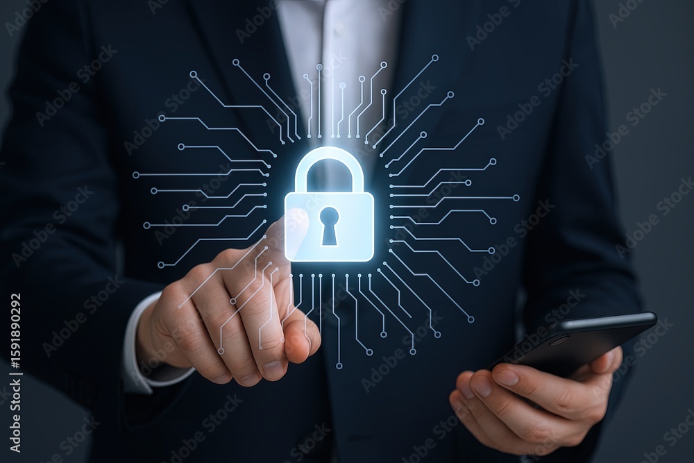 Aufkleber security lock digital security cybersecurity technology data privacy concept.