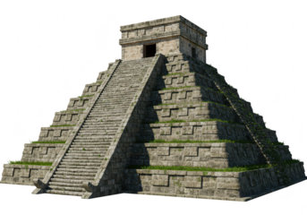 The ancient mayan pyramid of chichen itza stands majestically against a transparent background