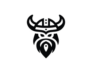 Striking Viking Warrior Logo in Bold Minimalist Style