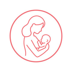 Mother Breastfeeding Baby: Nurturing Love and Care Line Art Vector