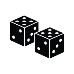 Black Dice Icon: Gambling, Game and Chance Vector Symbol