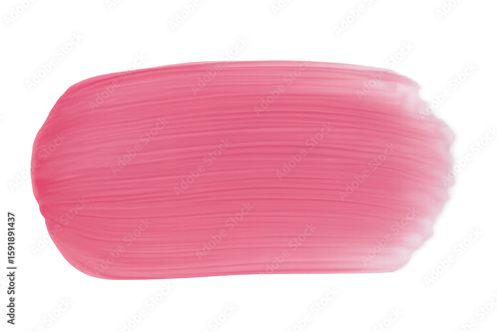 Poster pink paint brush stroke with visible brush texture on transparent background, ideal for adding a tou