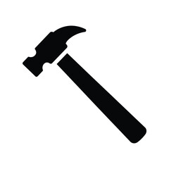 Carpenter's Hammer Tool Icon: Construction and Repair Black Vector