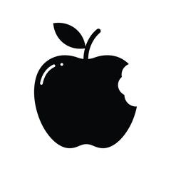 Black Bitten Apple Icon: Healthy Eating and Knowledge Symbol Vector