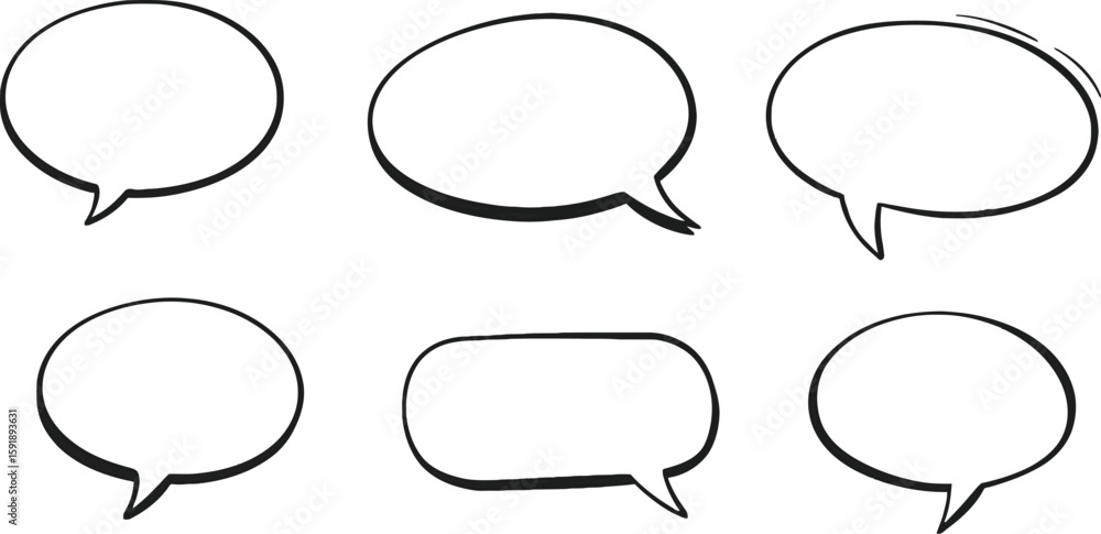 Poster vector art of simple handdrawn speech bubbles isolated on transparent background, ideal for conveyin