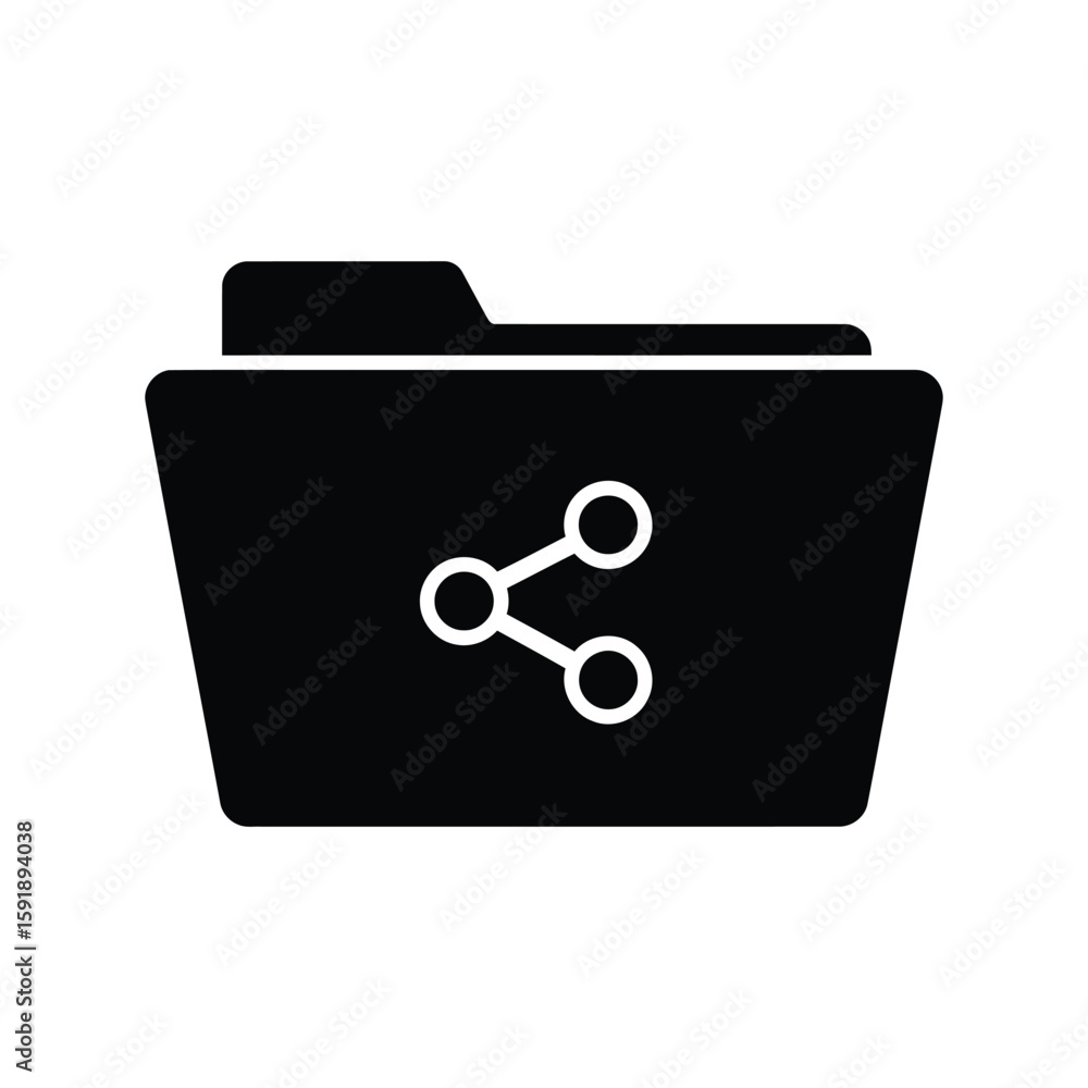 Poster shared folder icon vector, data sharing file management network symbol