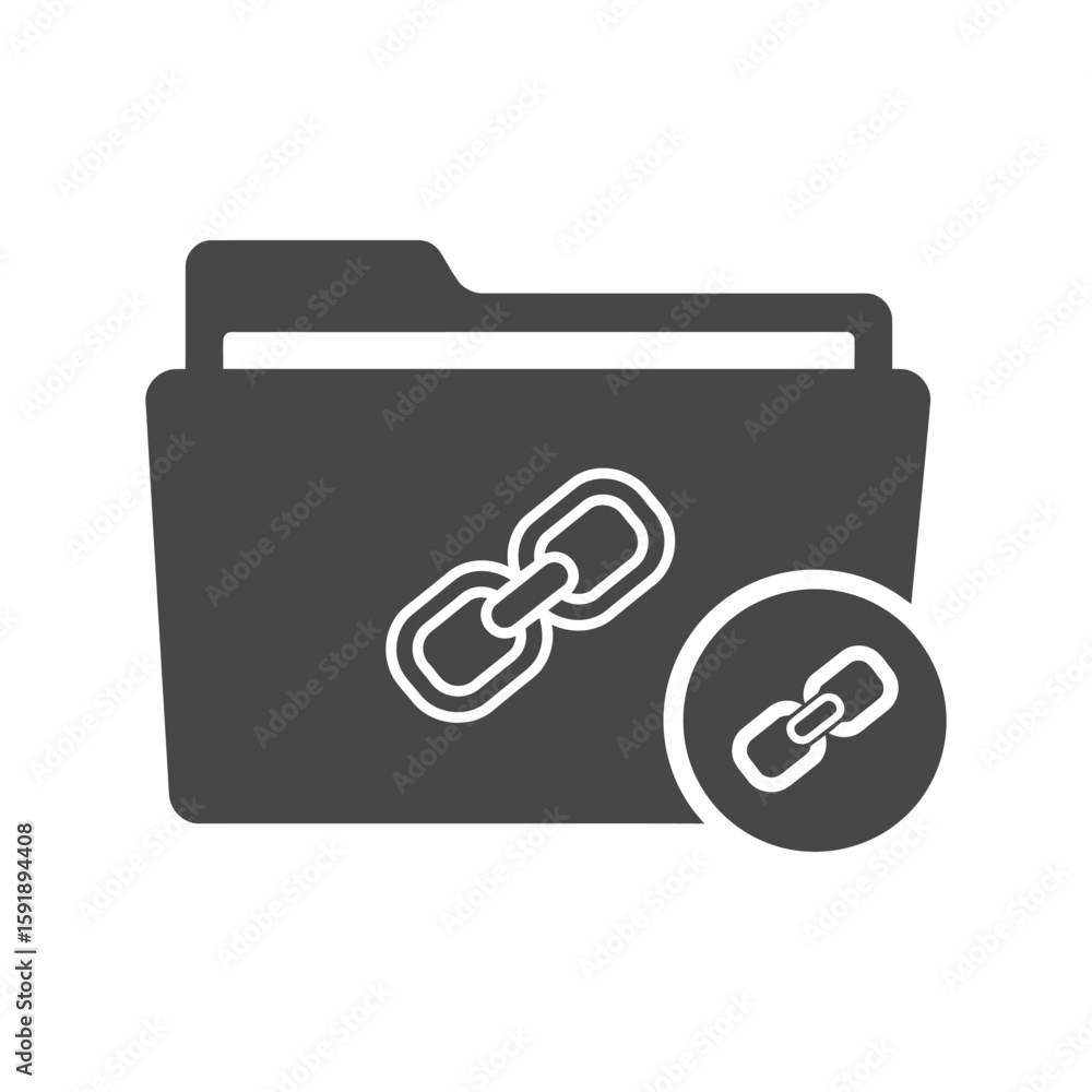 Aufkleber linked folder chain icon vector, file connection data organization symbol