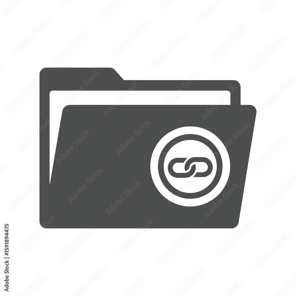 Aufkleber linked folder chain icon vector, file connection data organization symbol
