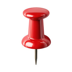 A single red push pin with a metal point isolated against a plain black background view