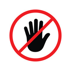 No Entry Hand Stop Sign Icon Vector, Prohibited Restricted Access Symbol