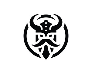 Bold Viking Warrior Emblem with Horned Helmet in Striking Silhouette