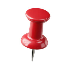 A single red push pin isolated on a black background with a visible sharp metal point