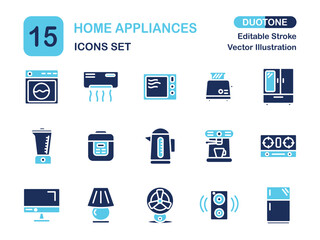 Modern Duotone Home Appliance Icon Set