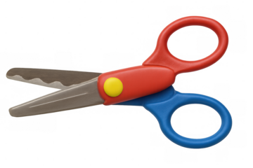 Close-up of colorful pinking shears, isolated on a transparent background, ready for creative projects