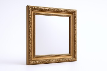Ornate empty square picture frame with detailed carvings and gold finish.