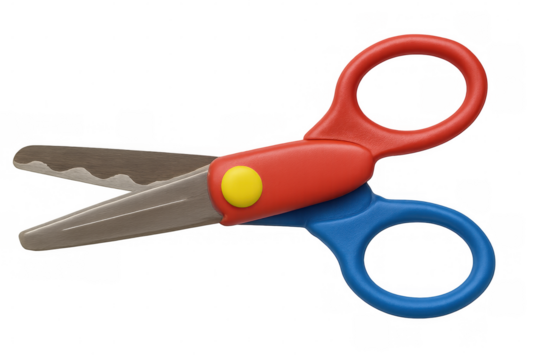 Close-up of colorful pinking shears, isolated on a transparent background, ready for creative projects