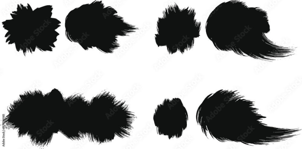 Poster vector art of abstract black brush strokes and paint textures create a grunge background design elem