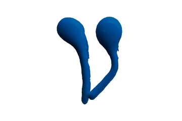 Beautiful blue watercolor brush isolated on transparent background.