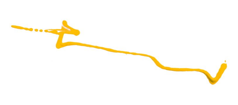 Beautiful yellow watercolor brush isolated on transparent background.