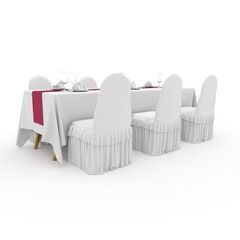 3d render Banquet Table and Chair design element Furniture