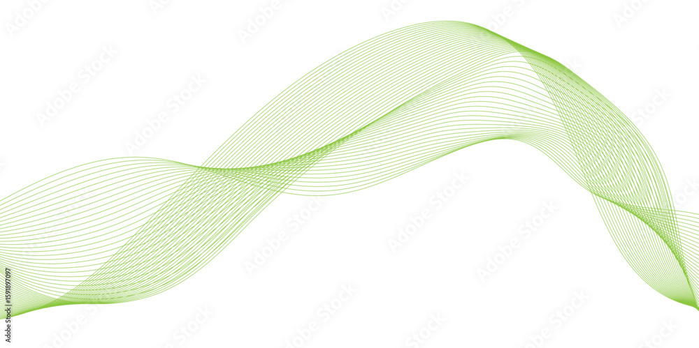Fototapete abstract background with green waves line, Abstract vector modern gradient white background, Abstract wave element for design, social media graphics, and professional presentations.