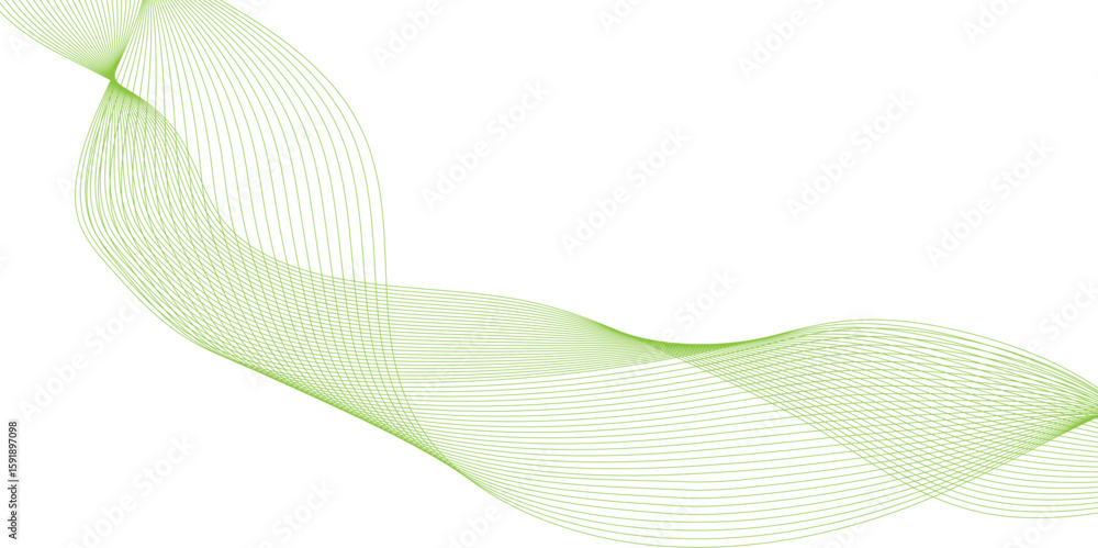 Fototapete abstract background with green waves line, Abstract vector modern gradient white background, Abstract wave element for design, social media graphics, and professional presentations.