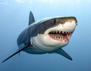 Naklejka premium Great white shark in ocean