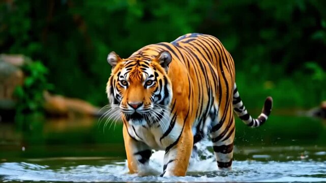 Dynamic Bengal Tiger Charges Through Water Powerful Wildlife Photo.mp4