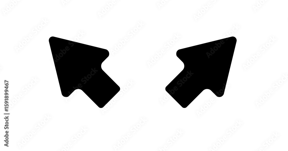 Poster abstract black cursor arrows: modern minimalist design element for website.