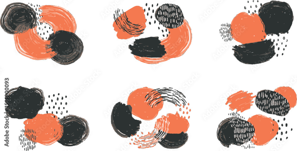 Poster vector art of a set of abstract brush strokes and shapes creates a dynamic and artistic background i
