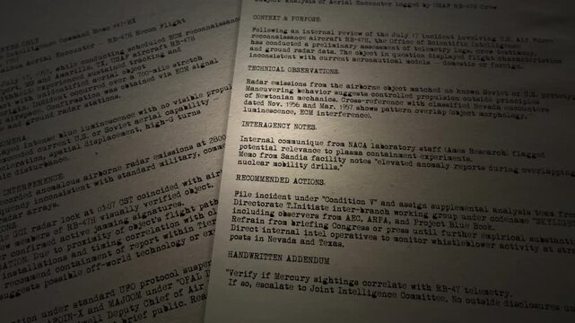 Mystery Torchlight focus's on typewritten UFO encounter dossier report
