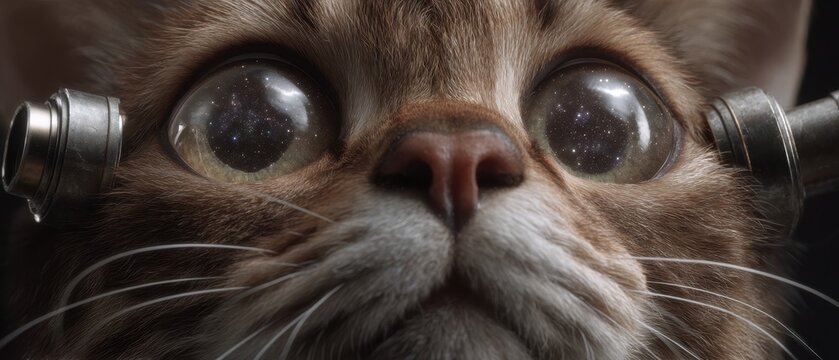 Curious cat astronomer gazing at the stars in awe and wonder