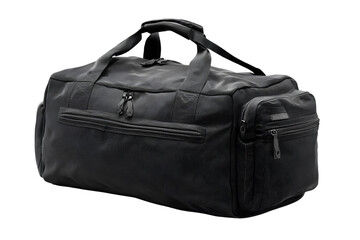 Naklejka premium Isolated Black Travel Bag on Transparent Background.