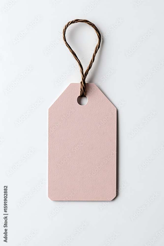 Poster isolated pink tag with string on a white background for price, label, or identification needs. room 