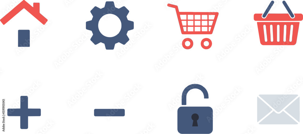 Poster vector art of collection of modern and minimalist icons for ecommerce and general website use isolat