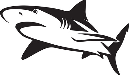Shark vector drawing clean minimalist style, Powerful shark illustration for creatives